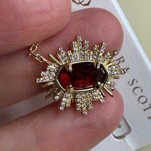 Kendra Scott Gold Red Necklace with Dainty Chain